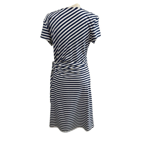 J. McLaughlin Catalina Cloth Elora Bangle Striped Navy Side Tie Dress Large NEW - Picture 6 of 16